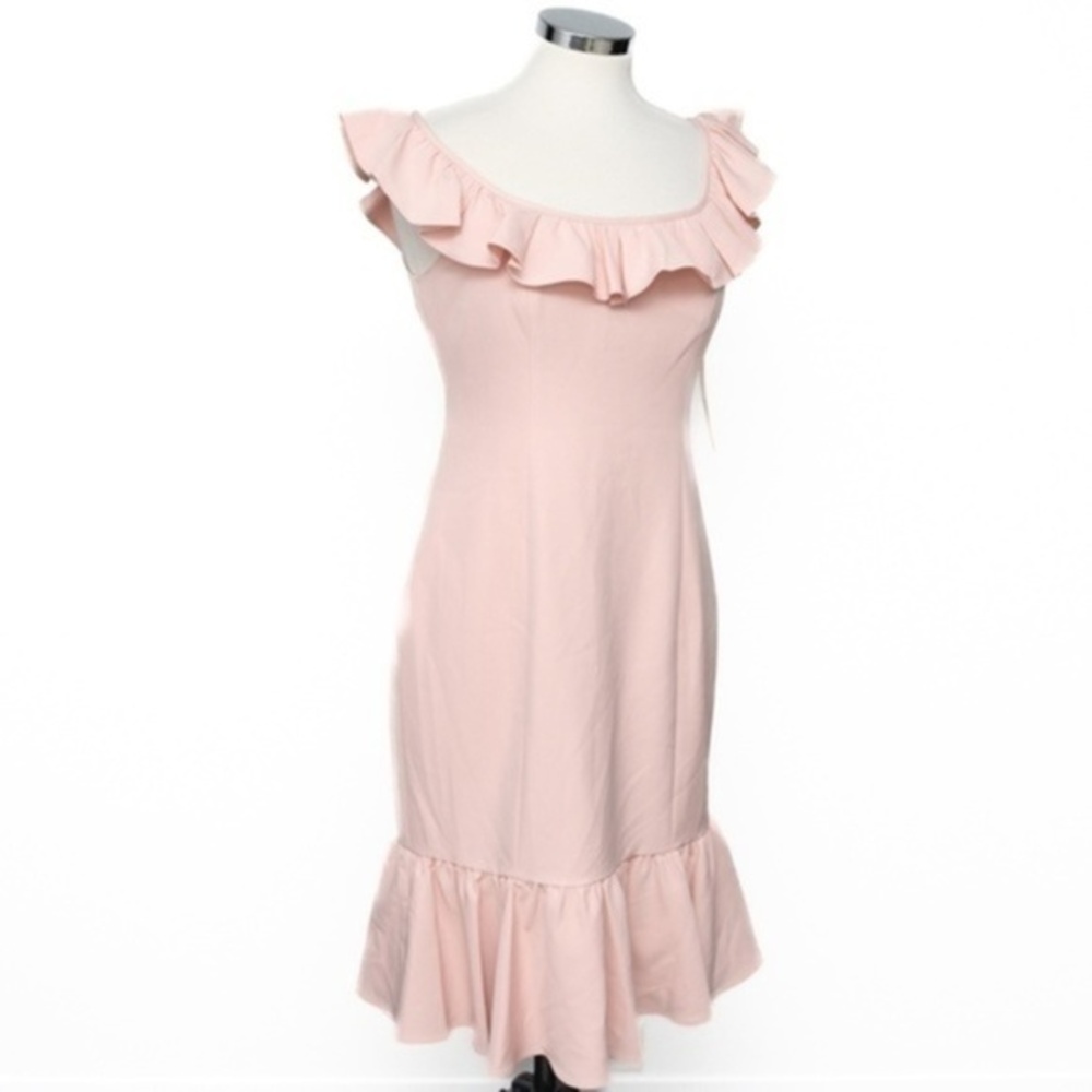 Eliza J. Ruffle Shoulder Cocktail Dress